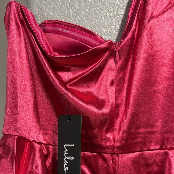 Lulu's Bold Pink Satin Gown - Picture 5 of 6